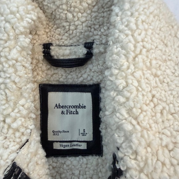 Abercrombie Fitch Blue Vegan Leather Sherpa Lined Jacket S Chore Outdoor Hiking - Picture 7 of 8